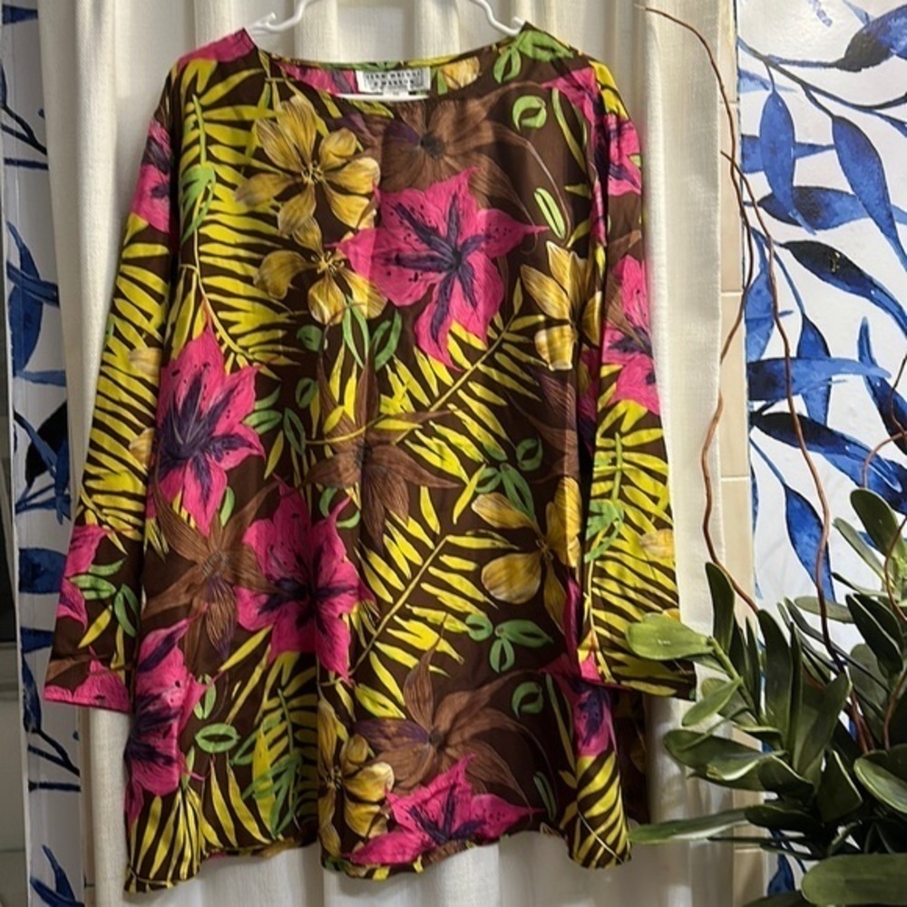 NWOT Women’s Fenn Wright & Manson 100% Silk Tropical Print Tunic Size Medium